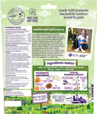 Bailey's Calm & Quiet 14mg Broad Spectrum Hemp Chews Supplement for Dogs, 30 count