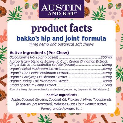 Bakko's Total Hip & Joint 14mg Broad Spectrum Hemp Chews Supplement for Dogs, 30 count