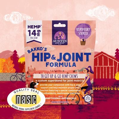 Bakko's Total Hip & Joint 14mg Broad Spectrum Hemp Chews Supplement for Dogs, 30 count