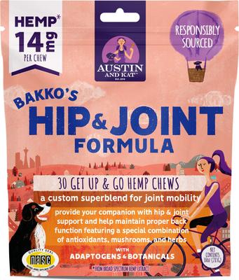 Bakko's Total Hip & Joint 14mg Broad Spectrum Hemp Chews Supplement for Dogs, 30 count