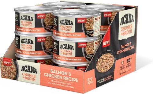 Salmon & Chicken Chunks in Broth Wet Cat Food, 3-oz can, case of 12