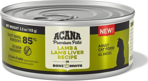 Premium Lamb & Lamb in Bone Broth Liver Pate Wet Cat Food, 5.5-oz can, case of 12