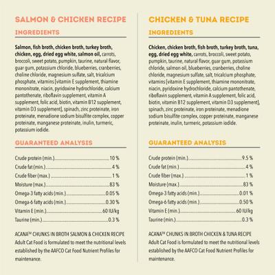 Salmon & Chicken + Chicken & Tuna Variety Pack Chunks in Broth Wet Cat Food, 3-oz can, case of 12
