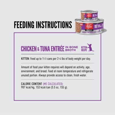 Comida húmeda para gatos Chunks & Shreds Kitten Chicken & Tuna Entree, lata de 5.5 oz, caja de 6