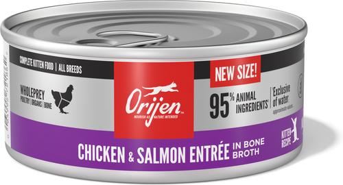 Premium Chicken & Salmon Entree in Bone Broth Pate Wet Kitten Cat Food, 5.5-oz can, case of 6