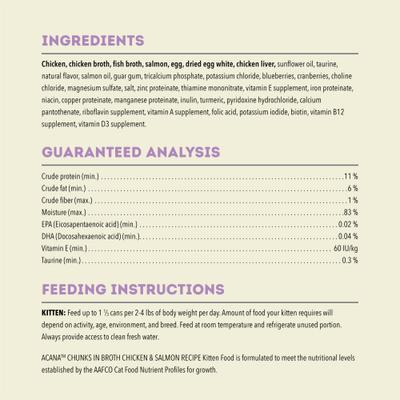 Chicken & Salmon Chunks in Broth for Kittens Wet Cat Food, 5.5-oz can, case of 6