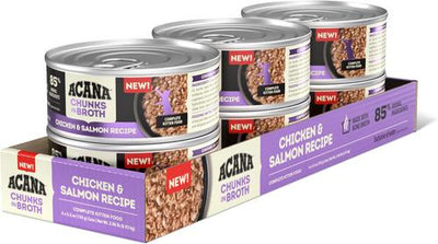 Chicken & Salmon Chunks in Broth for Kittens Wet Cat Food, 5.5-oz can, case of 6