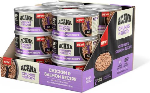 Chicken & Salmon Chunks in Broth for Kittens Wet Cat Food, 3-oz can, case of 12