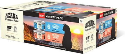 Premium Variety Pack Salmon, Chicken & Tuna Pate in Bone Broth Wet Cat Food, 3-oz can, case of 12