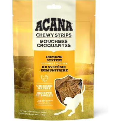 Golosinas masticables para perros de salmón con piel, pelaje y tiras de apoyo digestivo, bolsa de 4 oz