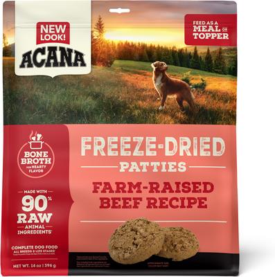 Ranch-Raised Beef Patties Grain-Free High-Protein Freeze-Dried Dog Food & Topper, 14-oz bag