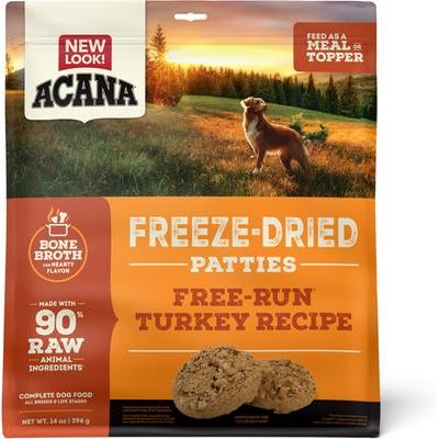 Hamburguesas de carne de res criada en rancho, alimento liofilizado para perros sin cereales y alto en proteínas, bolsa de 14 oz