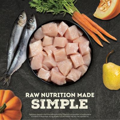 Alimento liofilizado para perros con alto contenido proteico y sin cereales, hamburguesas de pollo de corral, bolsa de 14 oz