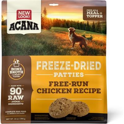Hamburguesas de carne de res criada en rancho, alimento liofilizado para perros sin cereales y alto en proteínas, bolsa de 14 oz