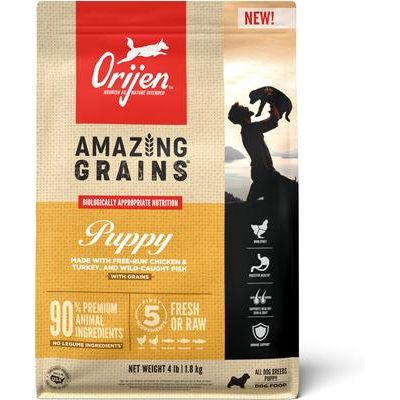 Alimento seco para cachorros con alto contenido proteico Amazing Grains, bolsa de 4 lb