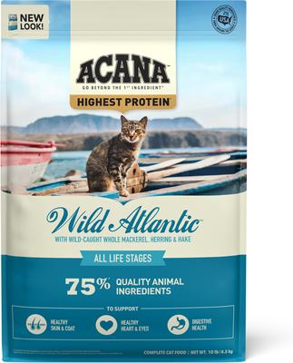 Wild Atlantic Saltwater Fish with Freeze-Dried Liver Grain-Free Dry Cat Food, 10-lb bag