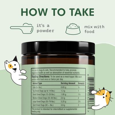 Organic Fermented Powder Digestive Supplement for Dogs & Cats, 2.75-oz bottle