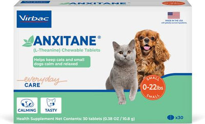 Anxitane (L-Theanine) Small Chewable Dog & Cat Tablets, 30 count