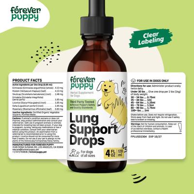 Lung Support Drops Respiratory Supplement for Dogs, 4-fl oz bottle