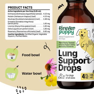 Lung Support Drops Respiratory Supplement for Dogs, 4-fl oz bottle