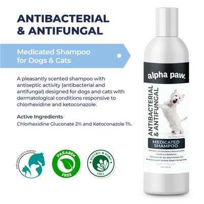 Bundle: Alpha Paw Antibacterial & Antifungal Medicated Spray, 8-oz bottle + Antibacterial & Antifungal Medicated Dog & Cat Shampoo, 16-oz bottle