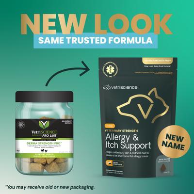 Veterinary Strength Allergy & Itch Support Derma Strength Pro Duck Flavored Soft Chew Allergy Supplement for Cats & Dogs, 90 count