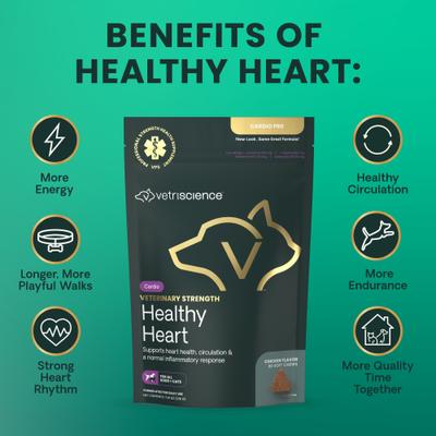 Veterinary Strength Healthy Heart Cardio Pro Chicken Flavored Soft Chew Heart Supplement for Dogs & Cats, 60 count