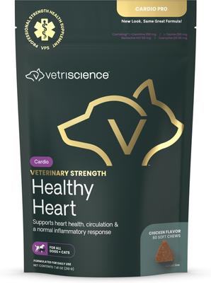 Veterinary Strength Healthy Heart Cardio Pro Chicken Flavored Soft Chew Heart Supplement for Dogs & Cats, 60 count
