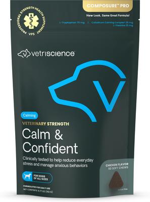 Veterinary Strength Calm & Confident Composure Pro Chicken Flavored Soft Chew Calming Supplement for Dogs, 60 count