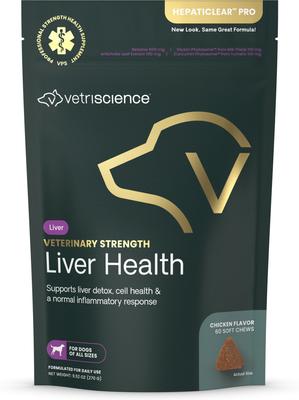 Veterinary Strength Liver Health Hepaticlear Pro Chicken Flavored Soft Chew Liver Supplement for Dogs, 60 count