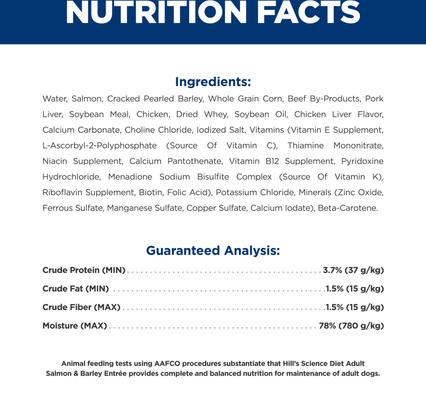 Adult Salmon & Barley Entree Minced Canned Wet Dog Food, 13-oz can, 12 count