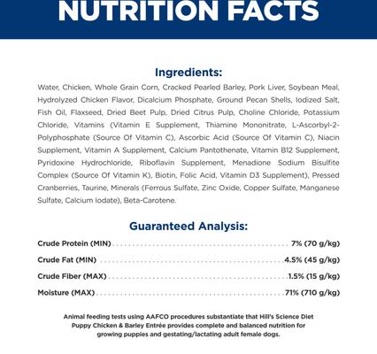 Puppy Chicken & Barley Entree Canned Wet Dog Food, 13-oz can, case of 12