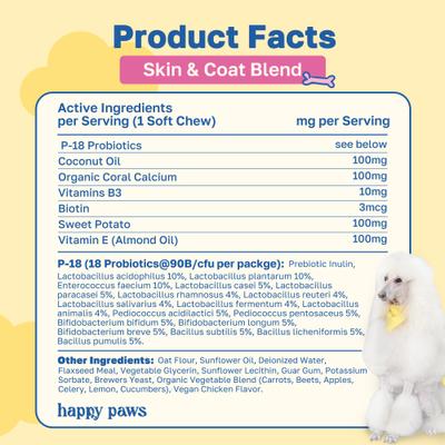 Skin & Coat Soft Chews Supplement for Dogs, 100 count