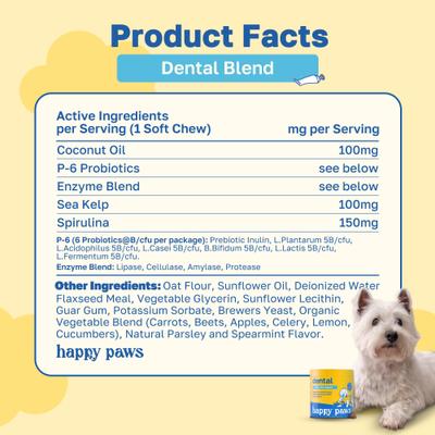 Dental Health Soft Chews Supplement for Dogs, 100 count