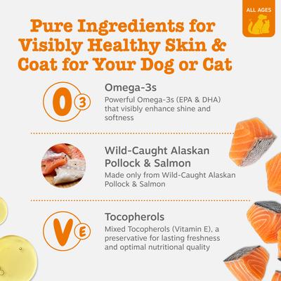 Zesty Paws, Wild Alaskan Omega 3, Skin and Coat para Perros y Gatos. 227, 454 y 908 ml.