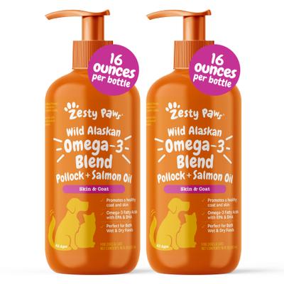 Wild Alaskan Omega-3 Salmon Oil Liquid Skin & Coat Supplement for Dogs & Cats, 16-fl oz bottle, bundle of 3