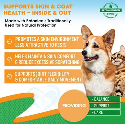 Oral Flea & Tick Support Multivitamin Supplement for Dogs & Cats, 60-ml bottle
