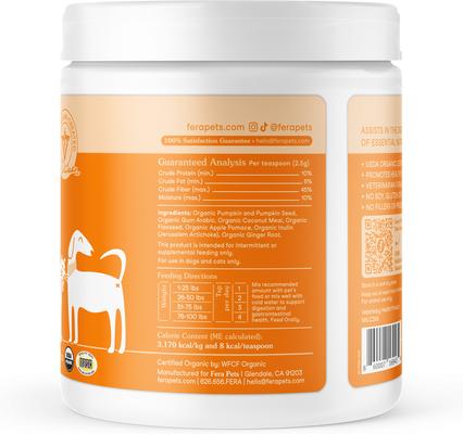 Pumpkin Plus USDA Organic Fiber Support for Dogs & Cats, 8-oz jar