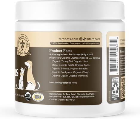 Mushroom Cognitive & Immune Support Powder Supplement for Dog & Cat, 2.12-oz jar