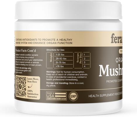 Mushroom Cognitive & Immune Support Powder Supplement for Dog & Cat, 2.12-oz jar