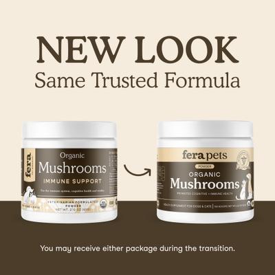 Fera Pets, Mushroom Blend for Immune Support USDA Organic for Dogs and Cats. 120 scoops