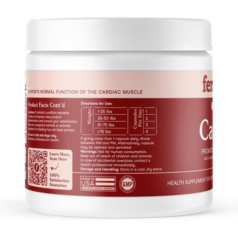 Suplemento de apoyo cardíaco con sabor a salmón para perros y gatos, 120 cápsulas