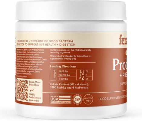 Probiotics with Organic Prebiotics Powder Supplement for Dogs & Cats, 2.56-oz jar
