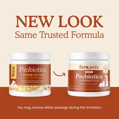 Probiotics with Organic Prebiotics Powder Supplement for Dogs & Cats, 2.56-oz jar