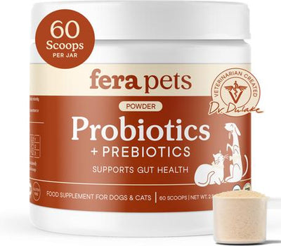 Probiotics with Organic Prebiotics Powder Supplement for Dogs & Cats, 2.56-oz jar