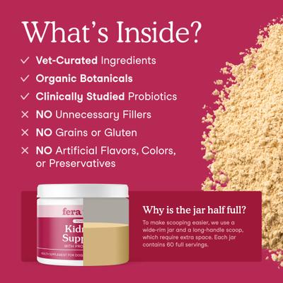 Kidney Support Powdered Supplement for Dogs, 2.1-oz jar