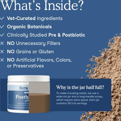 Postbiotics Plus Powder Digestive Aid Supplement for Dogs & Cats, 2.10-oz jar