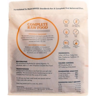 Alimento crudo completo de pavo liofilizado para perros, bolsa de 14 oz