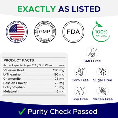 Calming Melatonin Sleep Aid & Anxiety Relief Supplement Chews for Dogs, 120 count