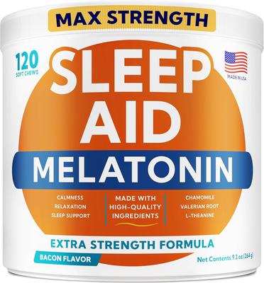 Calming Melatonin Sleep Aid & Anxiety Relief Supplement Chews for Dogs, 120 count